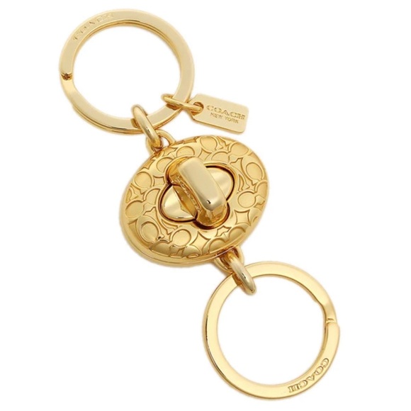 Coach Signature C Turnlock Valet Keyring in Goldtone - Picture 6 of 9